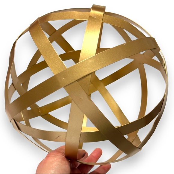 11.5” Modern Gold Brass Metal Orb Sphere Ball - Picture 6 of 11